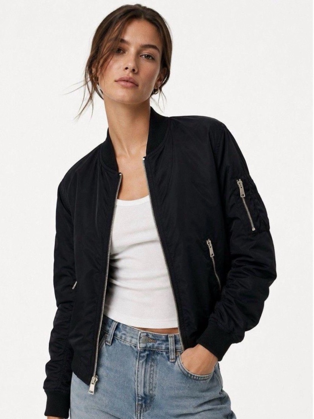 Topshop Black MA-1 Bomber Jacket